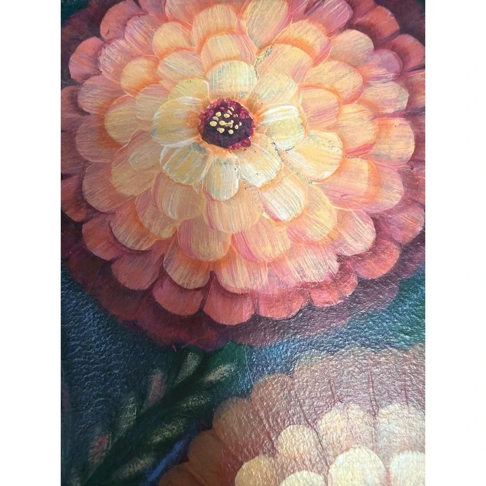 Hand Painted Floral Zinnia Wooden Blackboard Chalkboard Sign Wall‎ Decor 15x10